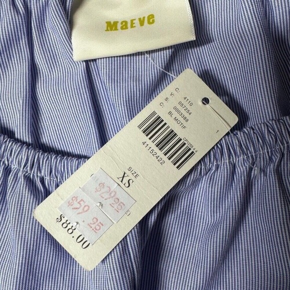 Maeve Womens XS Top‎ Blue White Cotton Chambray Off Shoulder Preppy Spring NWT - Picture 12 of 16